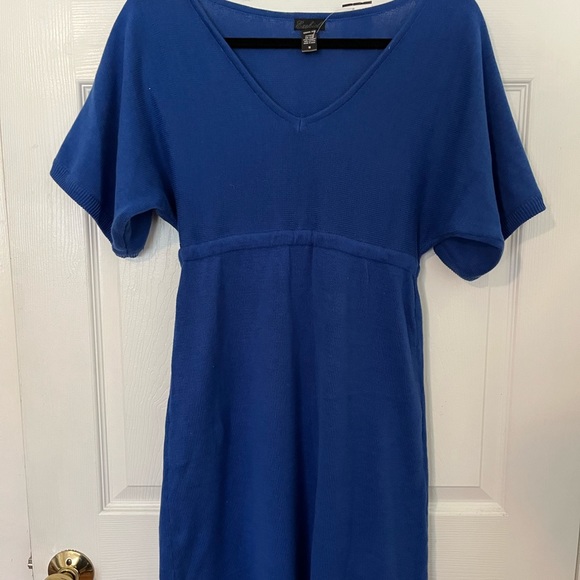 SUPER CUTE EZEKIEL GIRL ROYAL BLUE V-NECK SWEATER DRESS, SIZE MEDIUM - Picture 2 of 5